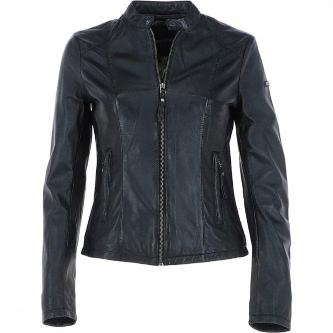 Ladies' Beige Genuine Leather Moto Jacket