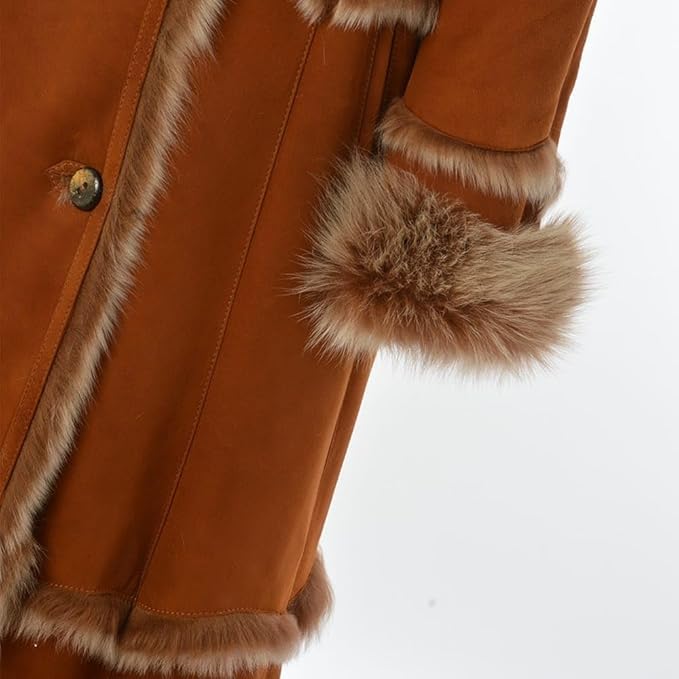 Timber AND Hide Women’s Sheepskin Long Suede Trench Coat | long trench coat for women | shearling trenchcoat | trench coat women
