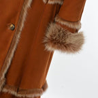 Timber AND Hide Women’s Sheepskin Long Suede Trench Coat | long trench coat for women | shearling trenchcoat | trench coat women
