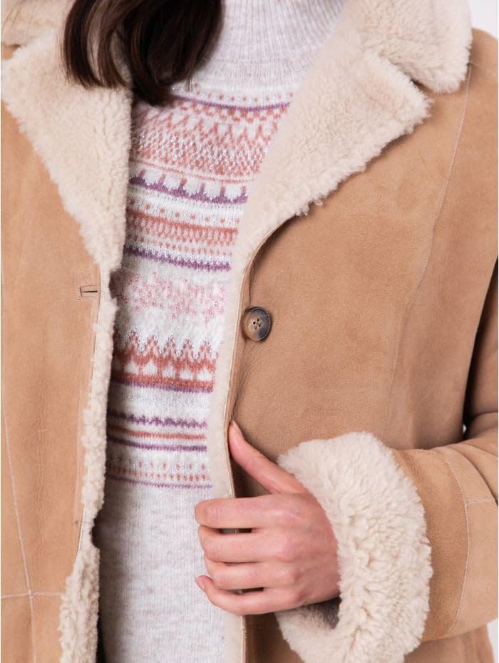 Shearling Longline Suede Coat – Luxury Long Suede Jacket Women