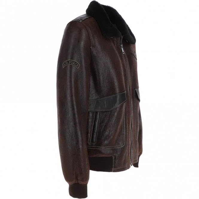 Men's Premium Leather Aviator Jacket with Detachable Collar