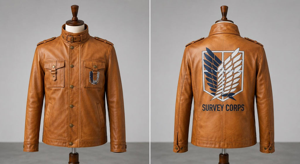 Attack on Titan Survey Corps Leather Jacket | Man's Military Scout Cosplay Coat