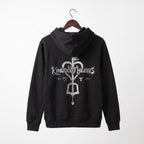Women's Kingdom Hearts Black Zip-Up Hoodie | Fleece Gaming Sweatshirt | Keyblade Graphic Cosplay Jacket
