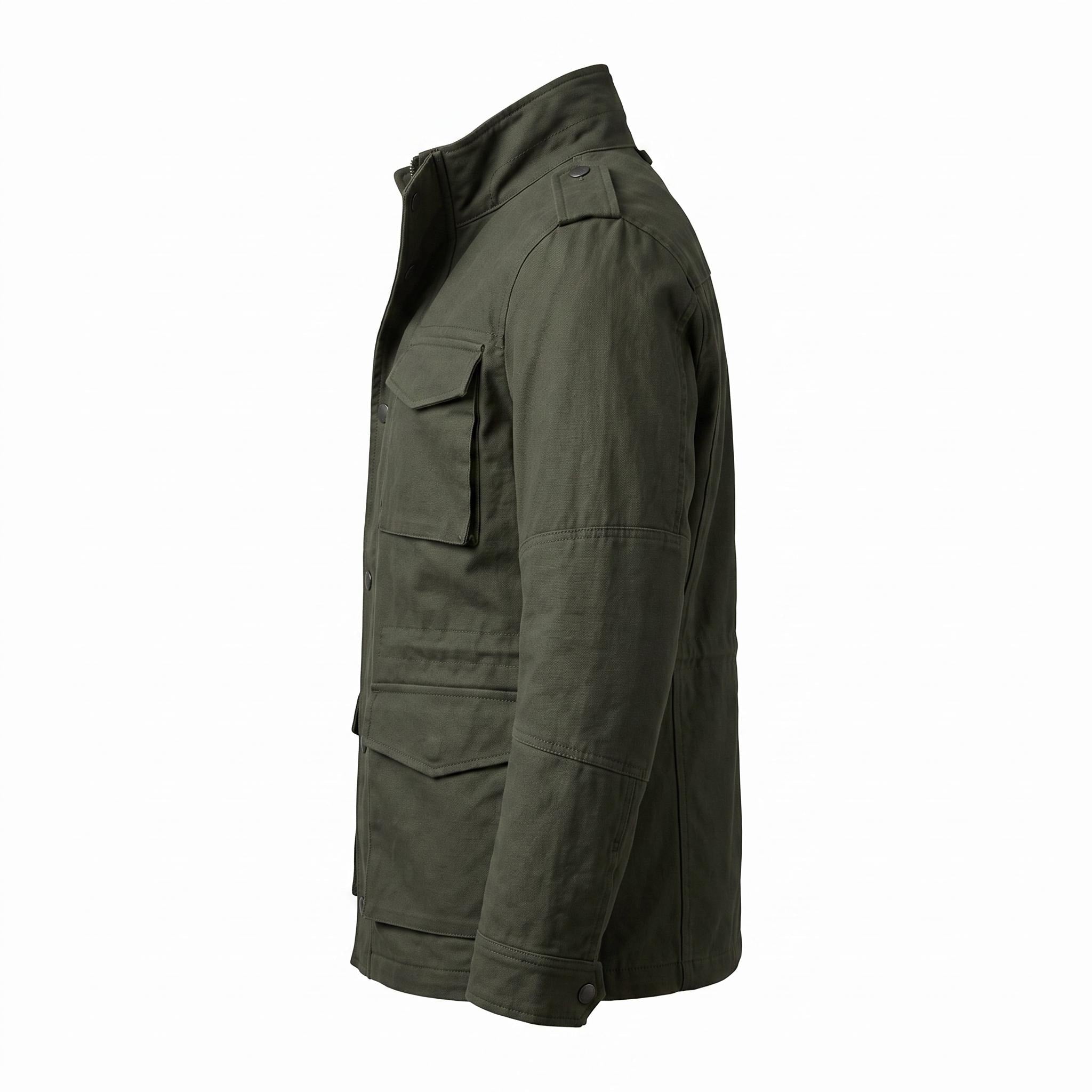 Men's Leon Kennedy Green Cotton Utility Coat | Military Style Men's Field Jacket (Cosplay)