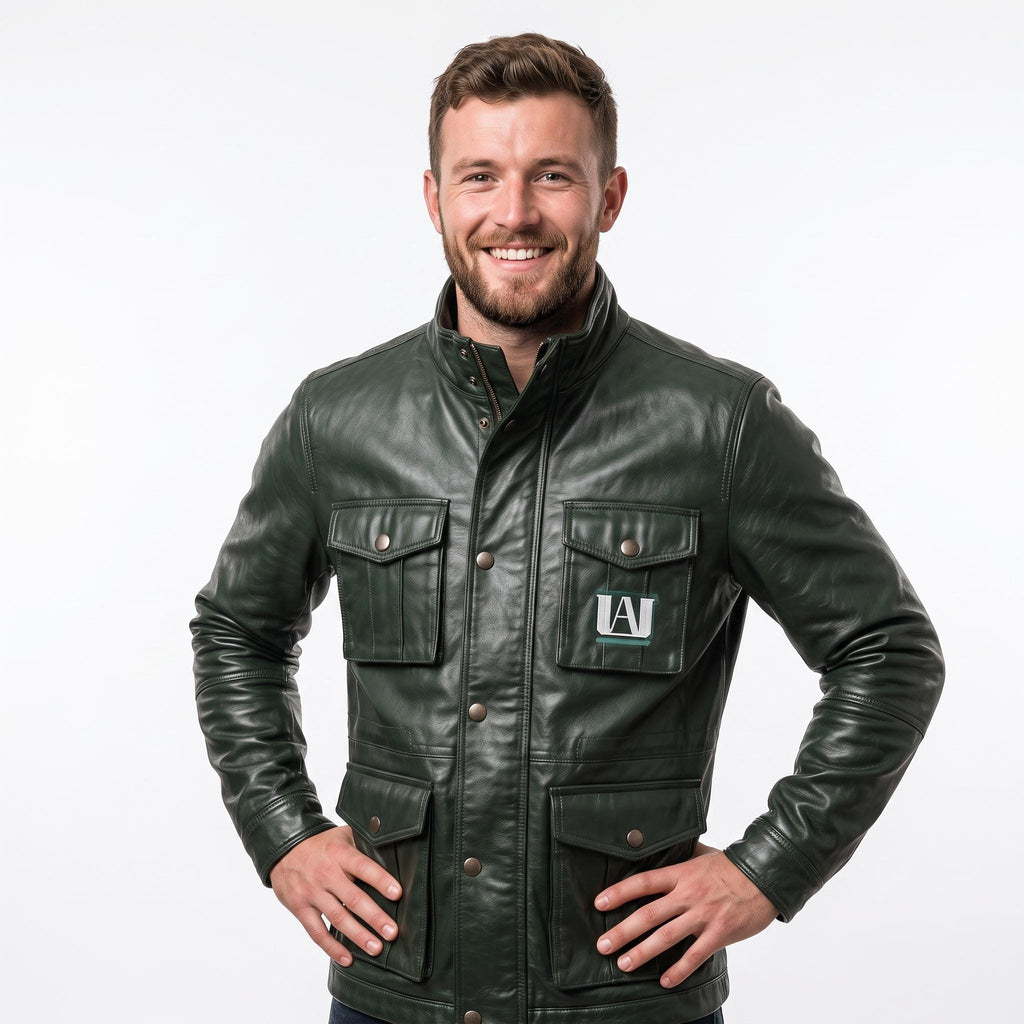 Green Leather Deku Cosplay Jacket | My Hero Academia Plus Ultra Anime Coat