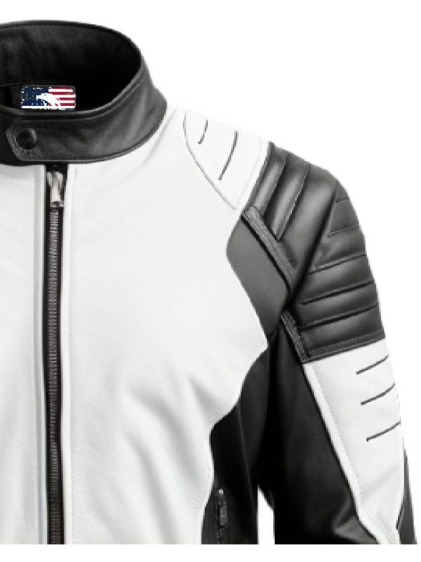 Men’s Faux Leather Black and White Leather Jacket