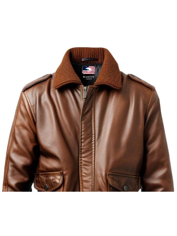 Aviator 90's Distressed Men Bomber Vintage Leather Jacket - Distressed Brown Bomber Jacket