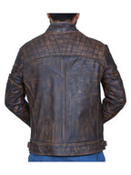 Diamond Classic Leather Jacket – Distressed Rub Off Brown