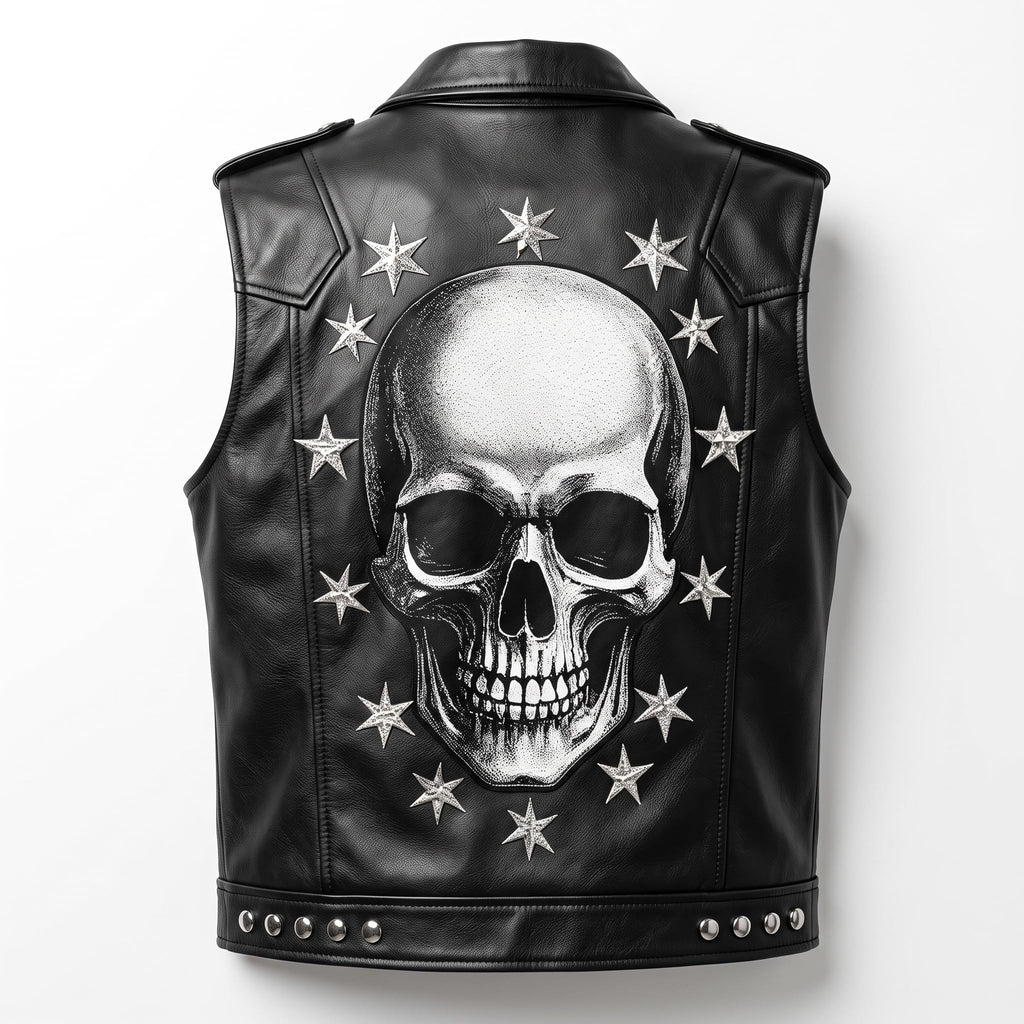 Men's Handmade Studded Black Leather Vest | Punk Rock Biker Jacket