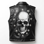 Men's Handmade Studded Black Leather Vest | Punk Rock Biker Jacket