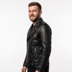Motorhead Inspired Skull Print Leather Biker Jacket – Men's Gothic Rock Rider Coat