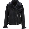 Women's Luxury Shearling Aviator Jacket Black/brissa