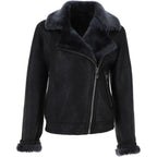 Women's Luxury Shearling Aviator Jacket Black/brissa