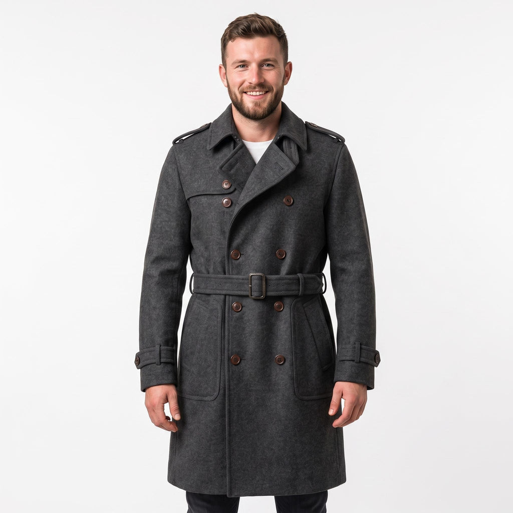 Buy Sherlock Holmes Wool Trench Coat | Men's Double Breasted Victorian Overcoat