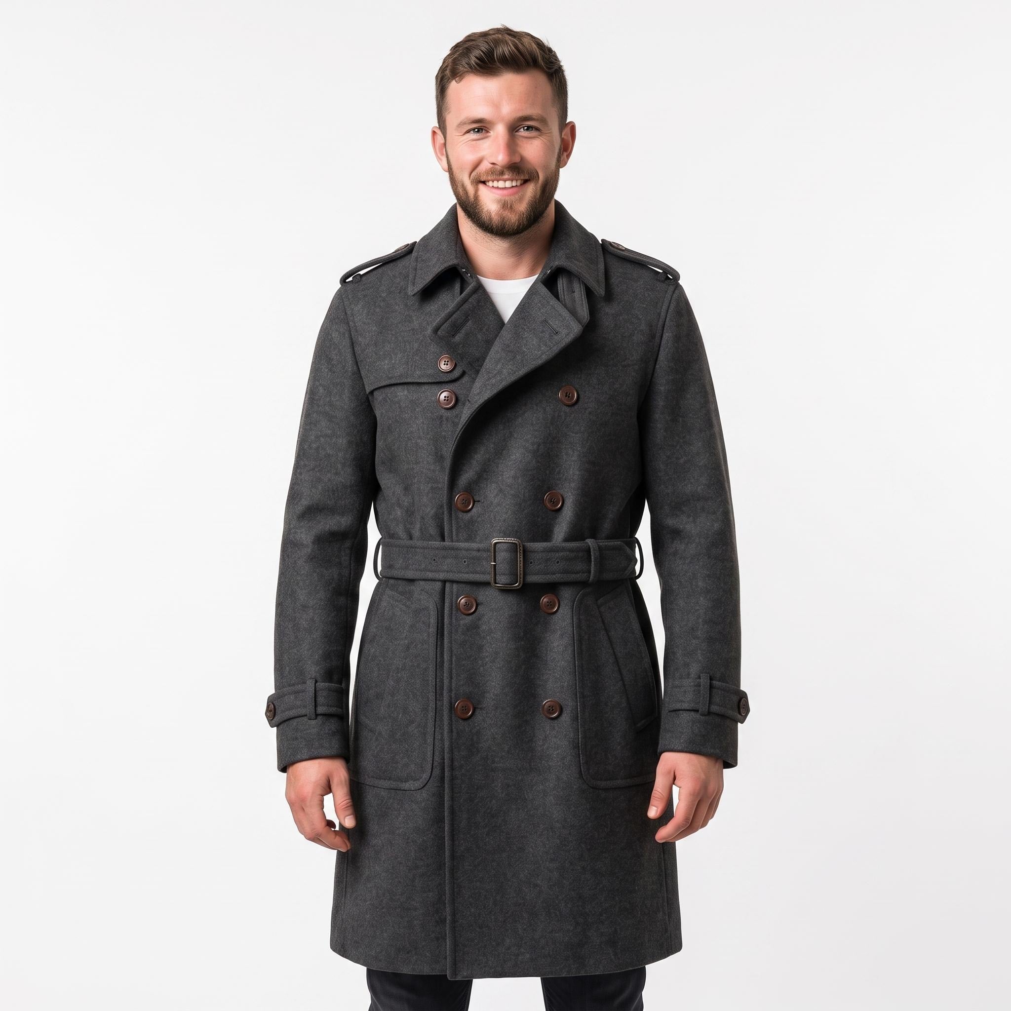 Buy Sherlock Holmes Wool Trench Coat | Men's Double Breasted Victorian Overcoat