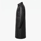 Men's Neo-Inspired Black Leather Duster Coat | Gothic Cyberpunk Trench Jacket