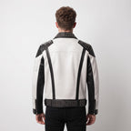 Men's Handmade Two-Tone Leather Biker Jacket | Studded Moto Punk Rock