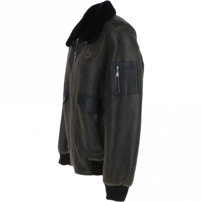 Men's Premium Leather Aviator Jacket with Detachable Collar