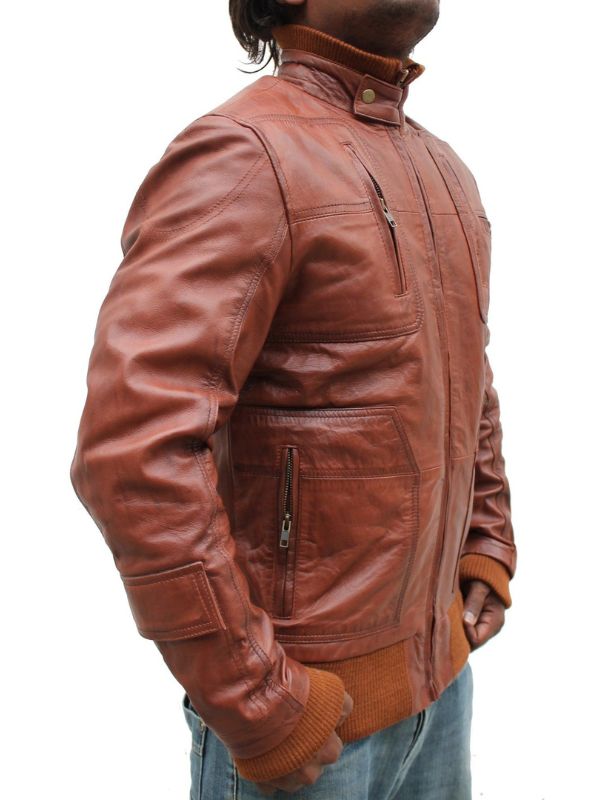 Men Vintage Biker Stylish Leather Jacket – Tan Brown
