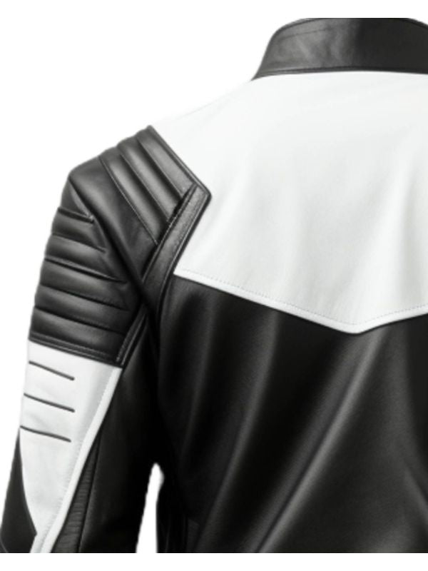 Men’s Faux Leather Black and White Leather Jacket