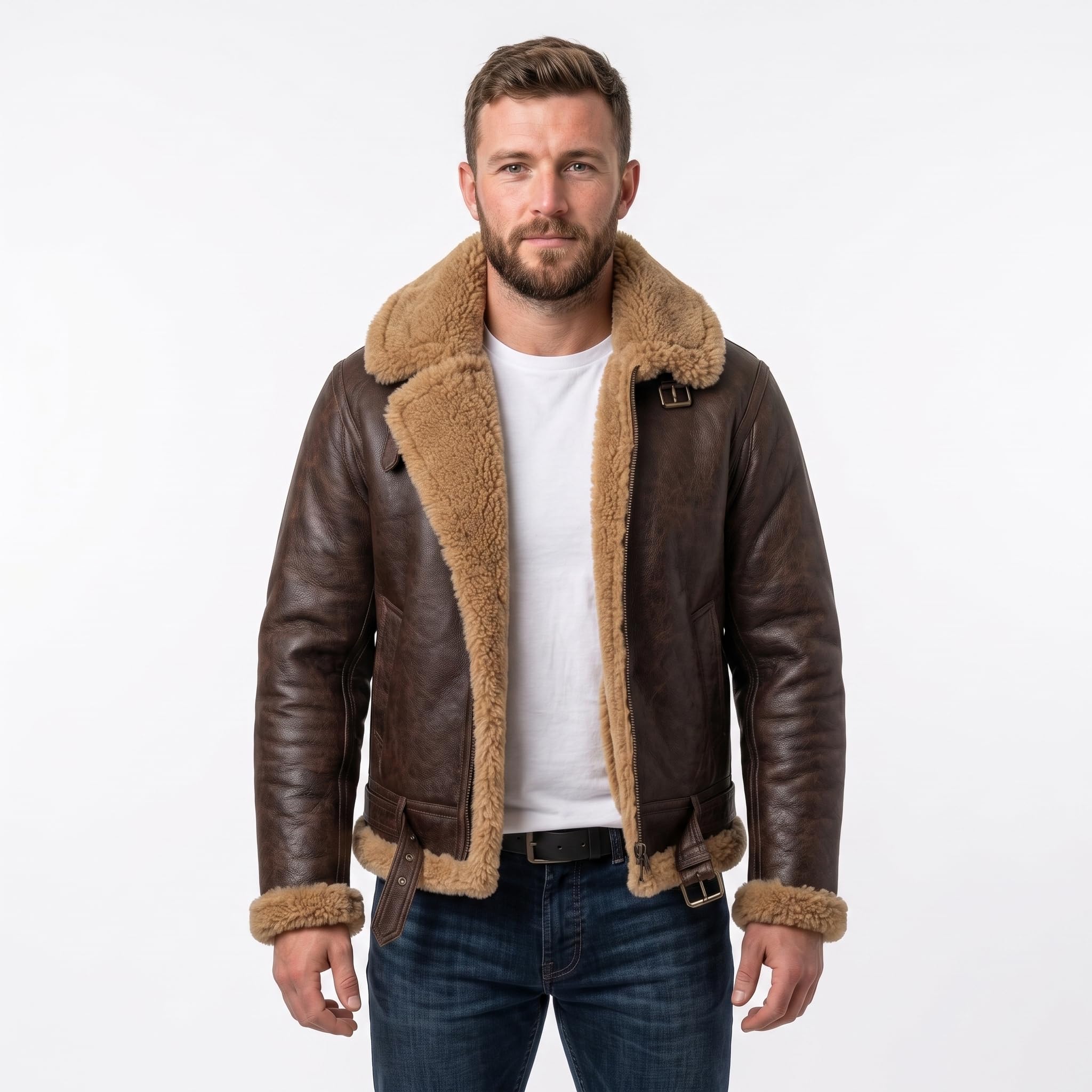 Men's Classic RAF Aviator Sheepskin Leather Dean Winchester Jacket