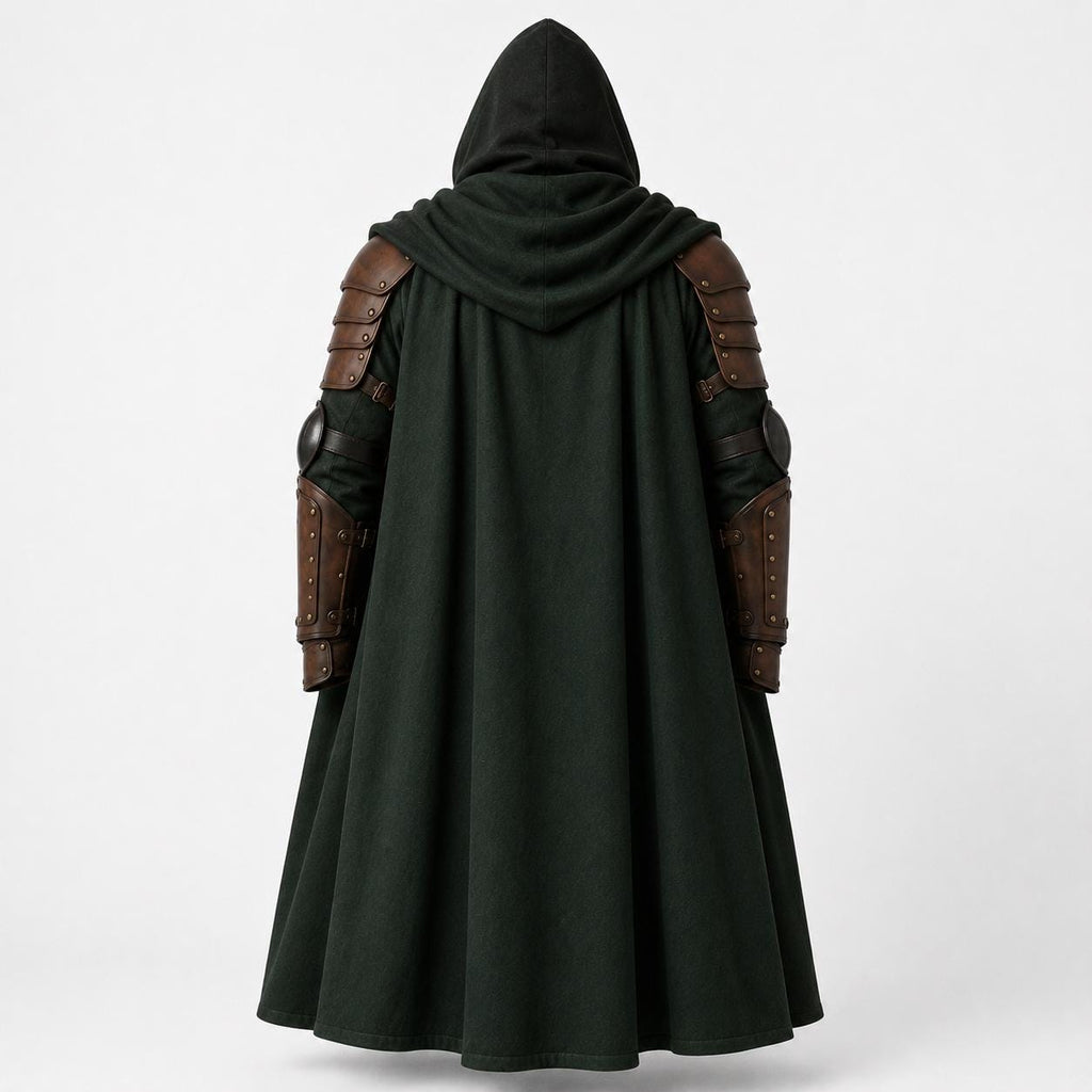 Doctor Doom Inspired Wool Cloak with Leather Armor Cosplay Costume Renaissance Outfit