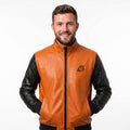 Orange Leather Anime Bomber Jacket | Goku Cosplay Varsity Streetwear Coat