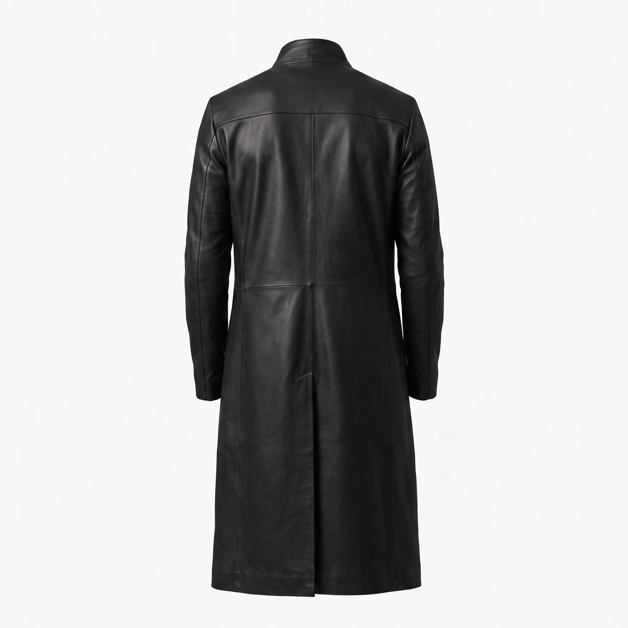 Men's Neo-Inspired Black Leather Duster Coat | Gothic Cyberpunk Trench Jacket