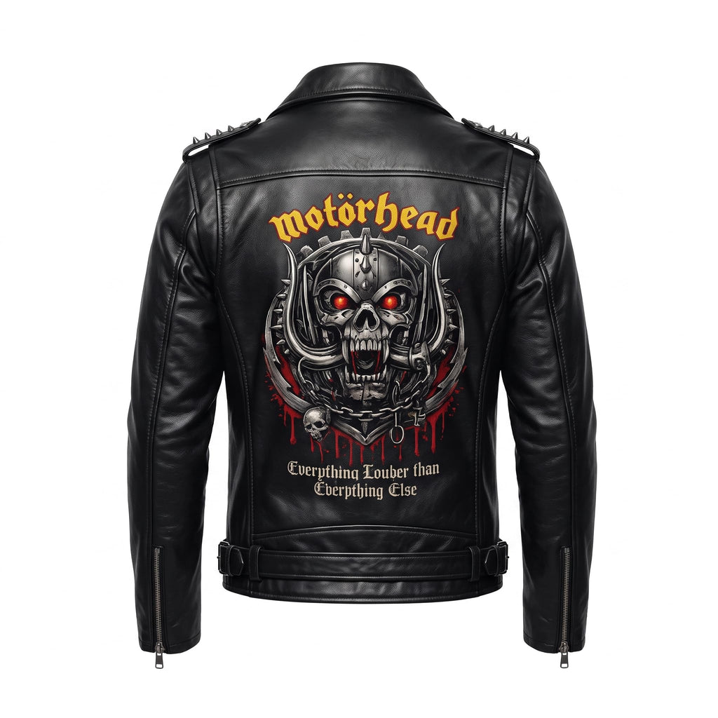 Men's Motorhead Rock Band Leather Biker Jacket | Heavy Metal Rock Style Concert Outfit