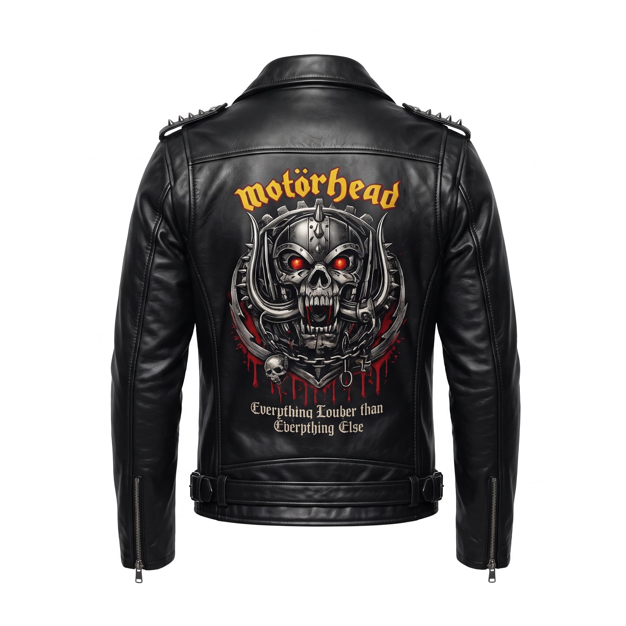 Men's Motorhead Rock Band Leather Biker Jacket | Heavy Metal Rock Style Concert Outfit