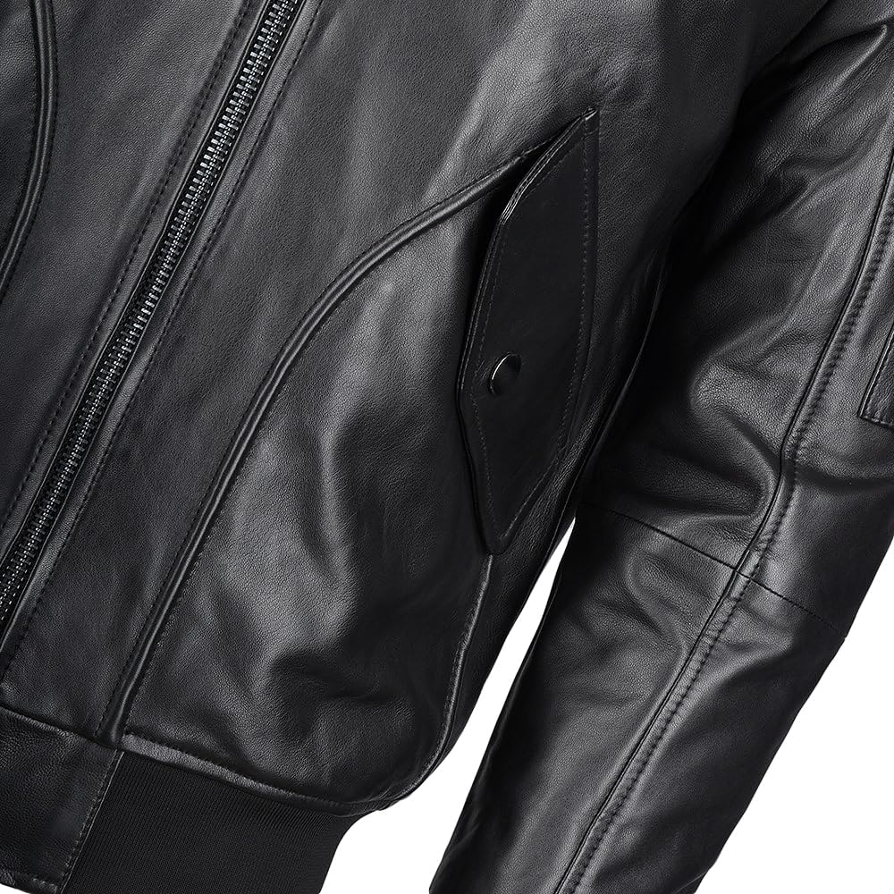 Leather Jacket with Detachable Shearling Collar Black Tyler Durden Jacket