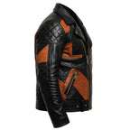 Men's Patchwork Leather Biker Jacket