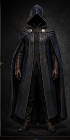 Men's Shadowed Ranger Leather Cloak | Medieval Hooded Cape, Fantasy LARP Costume
