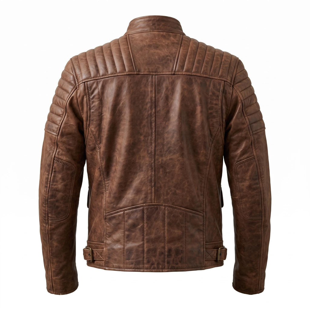 Men's Brown Distressed Leather Utility Jacket | Han Solo Inspired Biker Coat