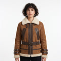 Women's Fitted Sheepskin Aviator Flying Jacket | Leather Slim fit Aviator pilot jacket