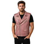 Men's Handmade Cowhide Leather Vest | Classic Biker Vest | Gothic Rocker Sleeveless Jacket
