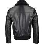 Leather Jacket with Detachable Shearling Collar Black Tyler Durden Jacket