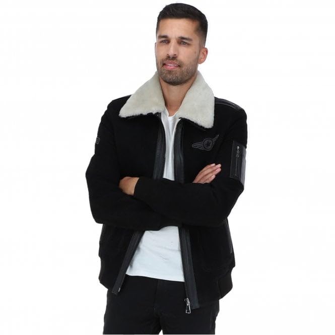 Men's Premium Leather Aviator Jacket with Detachable Collar