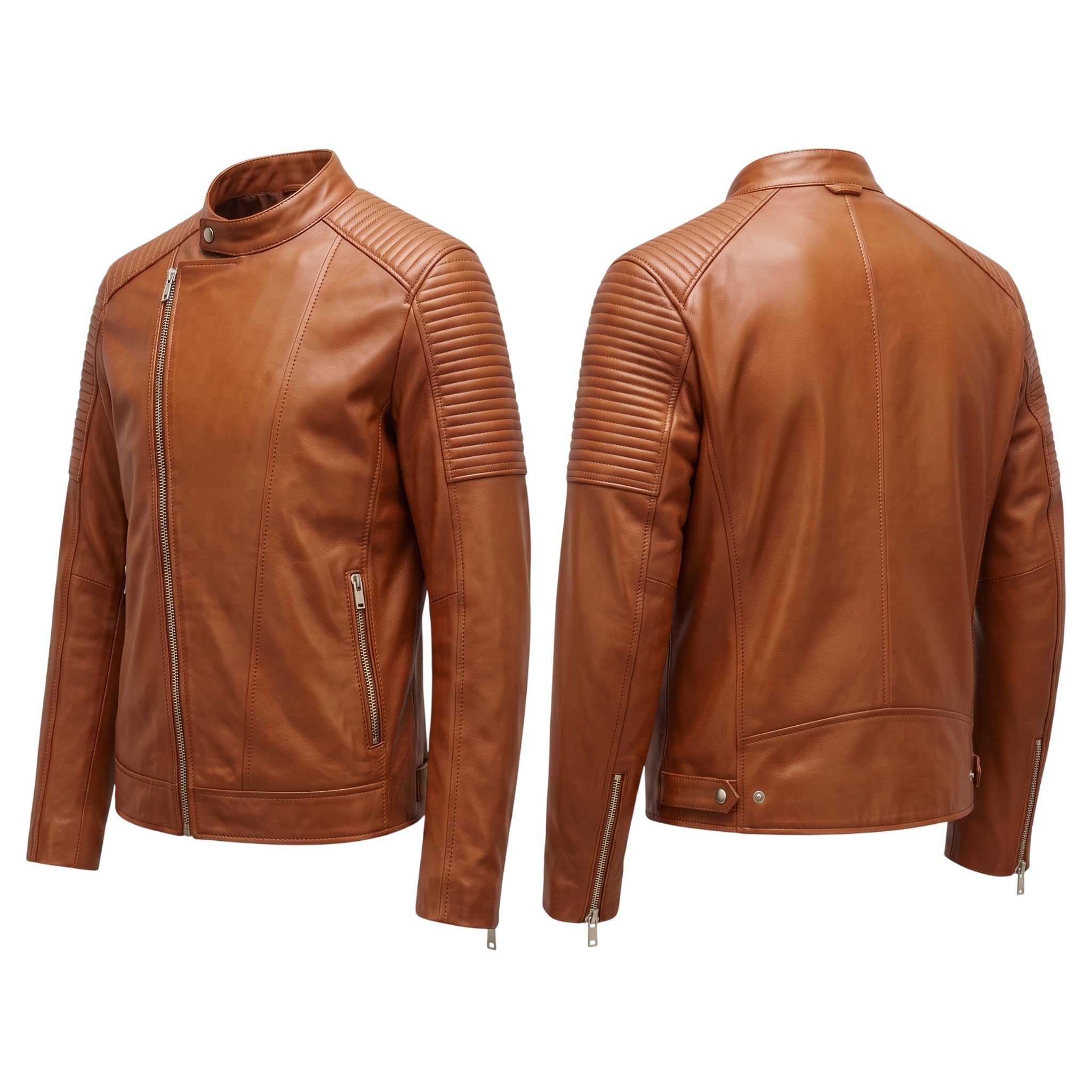 Classic men’s leather biker jacket | slim fit | minimalist moto rider Jacket
