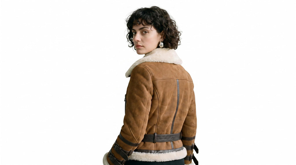 Women's Fitted Sheepskin Aviator Flying Jacket | Leather Slim fit Aviator pilot jacket