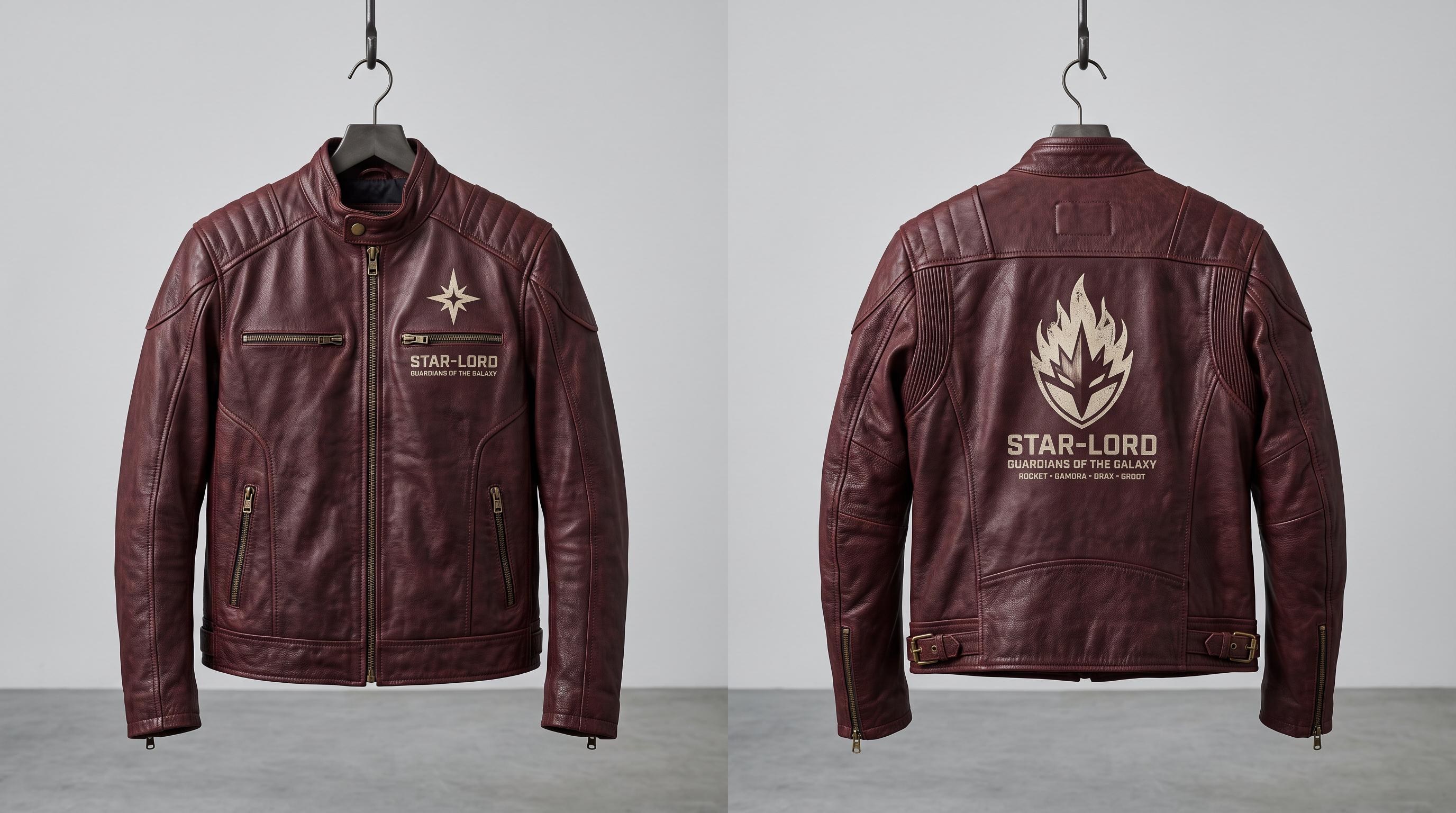 Men's Star-Lord Inspired Maroon Leather Jacket | Galactic Hero Cosplay Coat