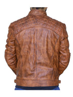 Diamond Classic Leather Jacket - Tan Brown