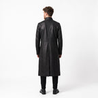 Men's Neo-Inspired Black Leather Duster Coat | Gothic Cyberpunk Trench Jacket