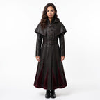 Women's Genuine Leather Hooded Cloak: Medieval Gothic Renaissance Fantasy Cape