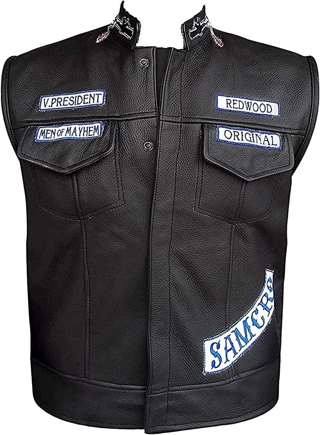 Men's SOA Motorcycle Biker Club Faux Leather Anarchy Vest
