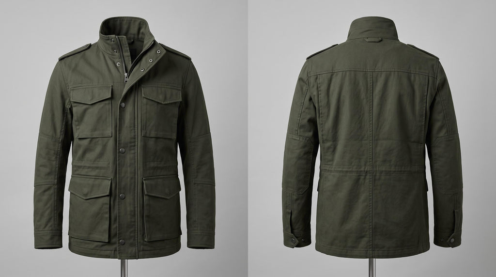 Men's Leon Kennedy Green Cotton Utility Coat | Military Style Men's Field Jacket (Cosplay)