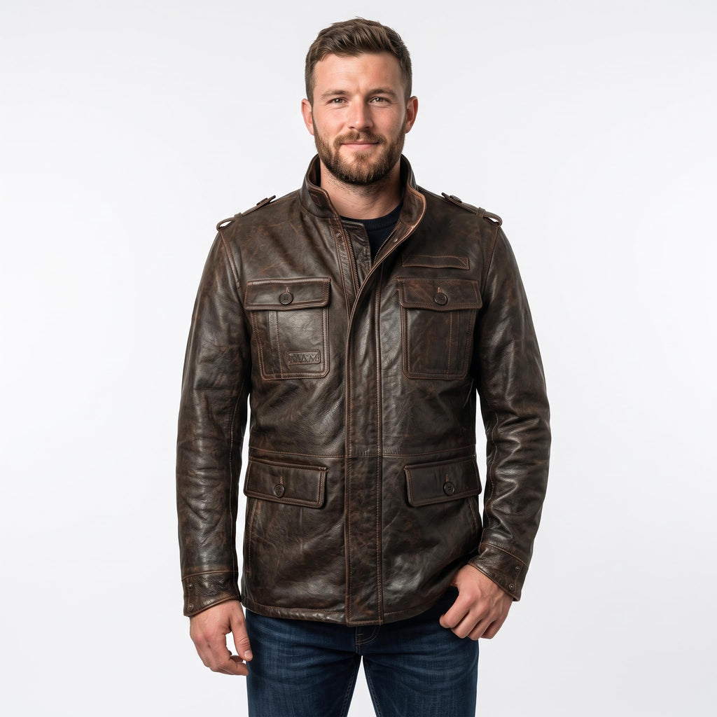 Timber AND Hide Vintage Field Leather Jacket Military Inspired –Bomber Leather Jackets for Men