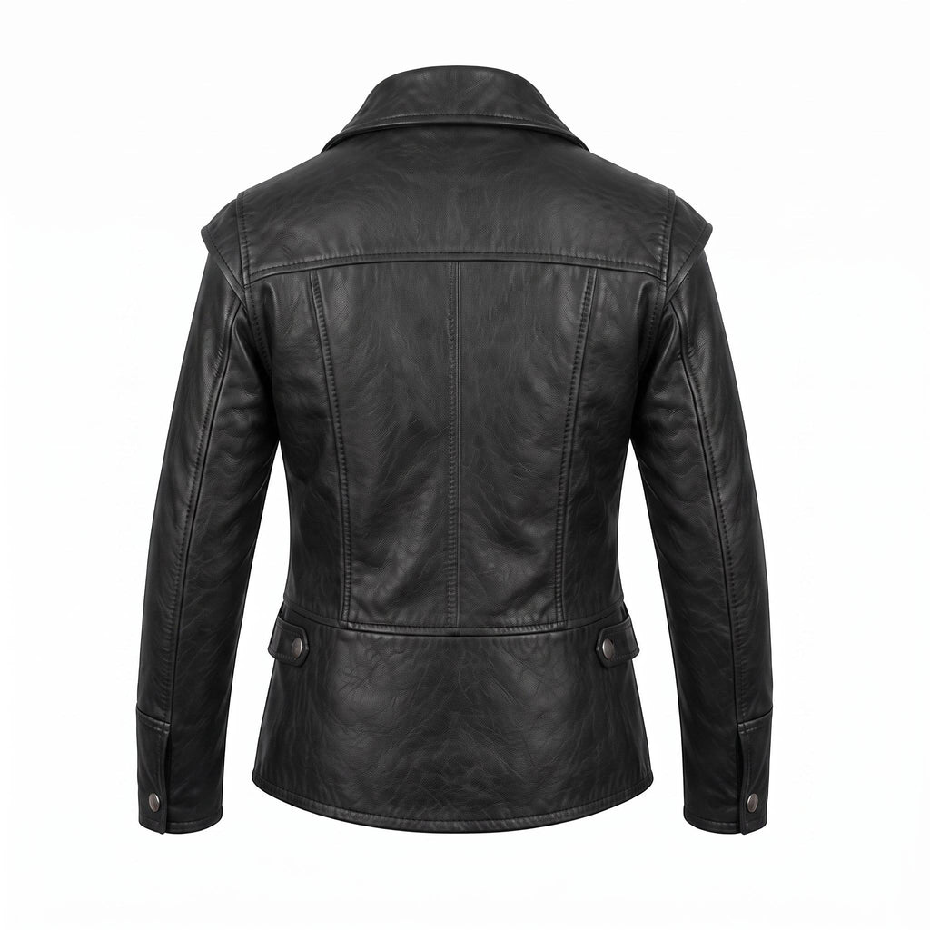 Men's Navy Blue Asymmetrical Military Leather Jacket – Handmade Blazer Coat
