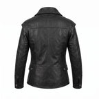 Men's Navy Blue Asymmetrical Military Leather Jacket – Handmade Blazer Coat