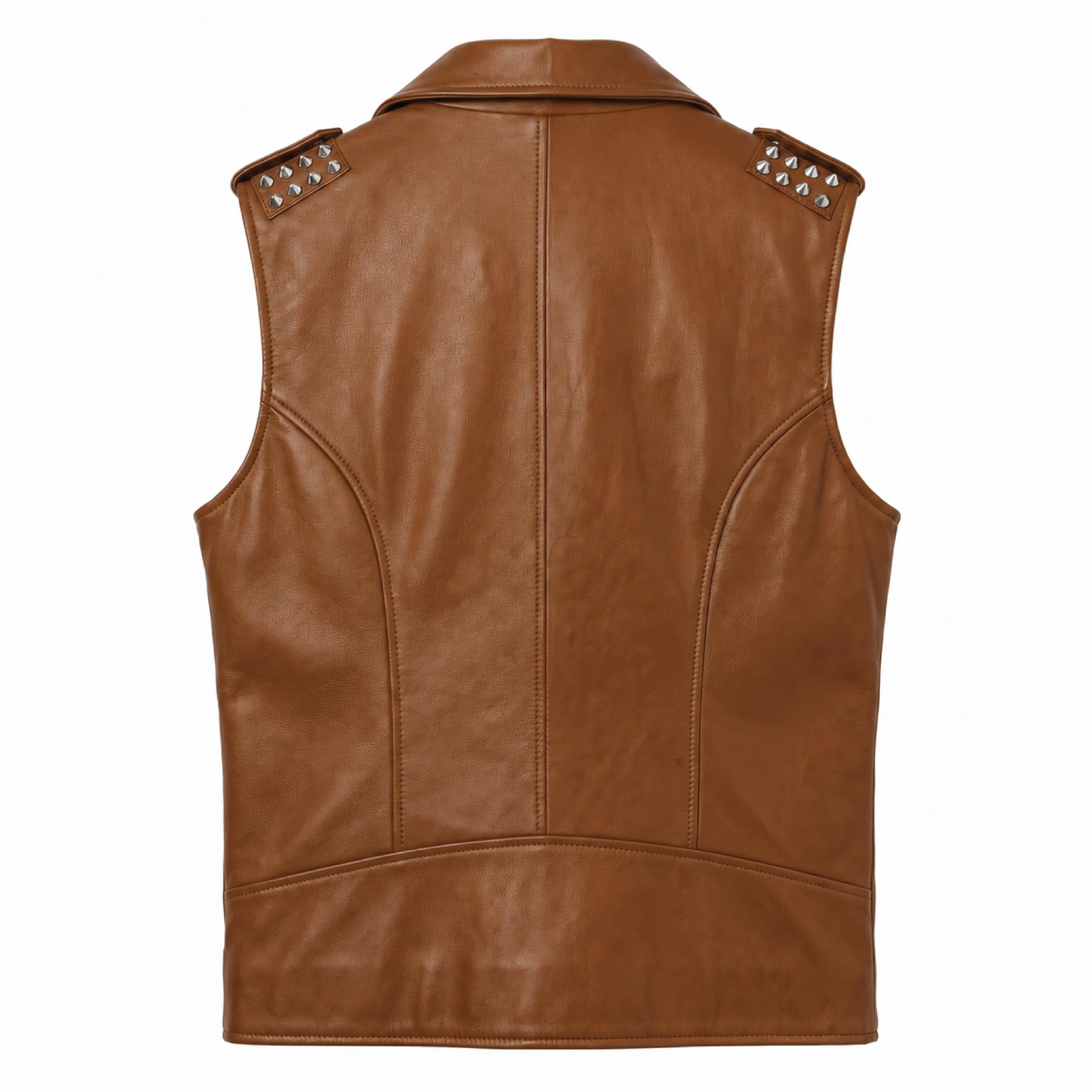 Timber AND Hide Men's Genuine Leather Motorcycle Biker Vest – Classic Double Rider Style with Studded Shoulders